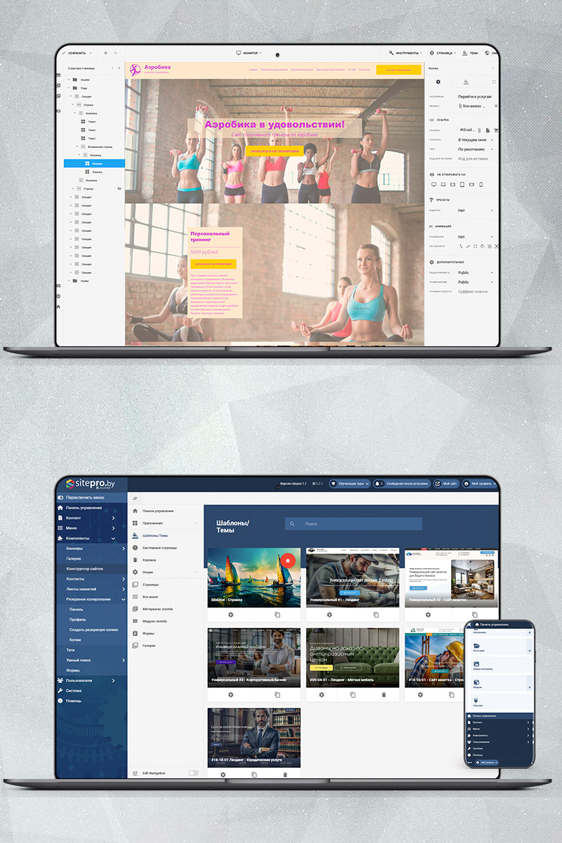 Готовый сайт аэробика онлайн тренировки создать на конструкторе или заказать под ключ
