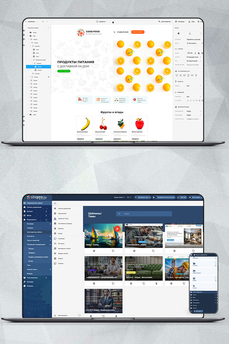 Готовый сайт доставка продуктов на дом создать на конструкторе или заказать под ключ